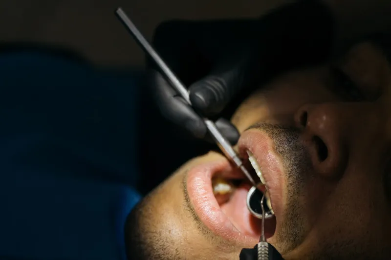 A patient having a dental check-up and scan